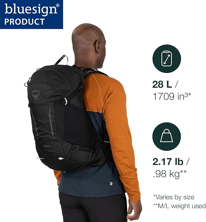 Osprey Hikelite 28L Unisex Hiking Backpack, Black, M/L
