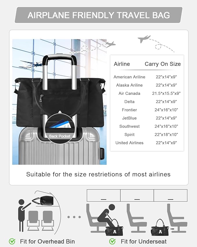 Initial Travel Duffel Bag Sports Gym Bag for Boys Teen Birthday Gifts,Black Personalized Weekender Bag Carry On Tote Bags for Men,Waterproof Overnight Luggage Bag Airplane Travel Essentials(Letter A)