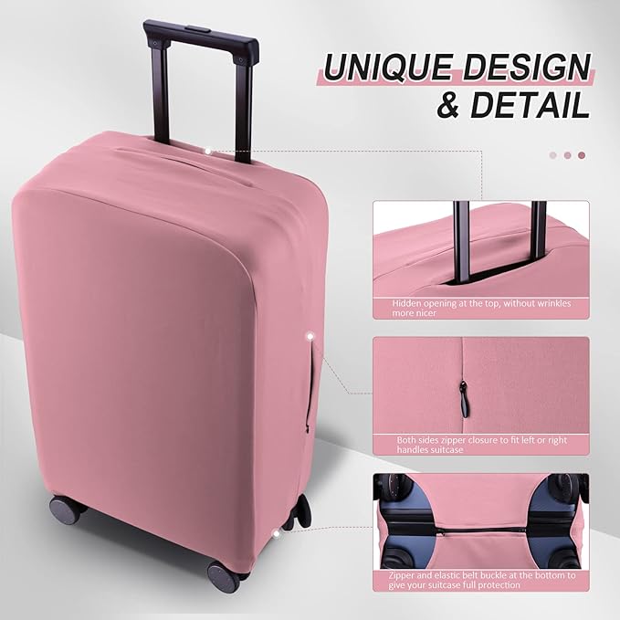 Travel Luggage Cover Suitcase Protector Scratch-Resistant Fit 19-31 Inch Suitcase, Not Included Suitcase (Pink, 2XL(30-31 inch))