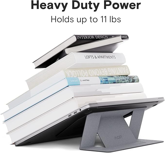 MOFT Laptop Stand for Desk, Stick-On Computer Stand with Dual-Angle, Ergonomic Laptop Riser Holder for Travel, Foldable & Portable MacBook Stand Fits 11.6"-16" Laptops, Silver (Adhesive Version)