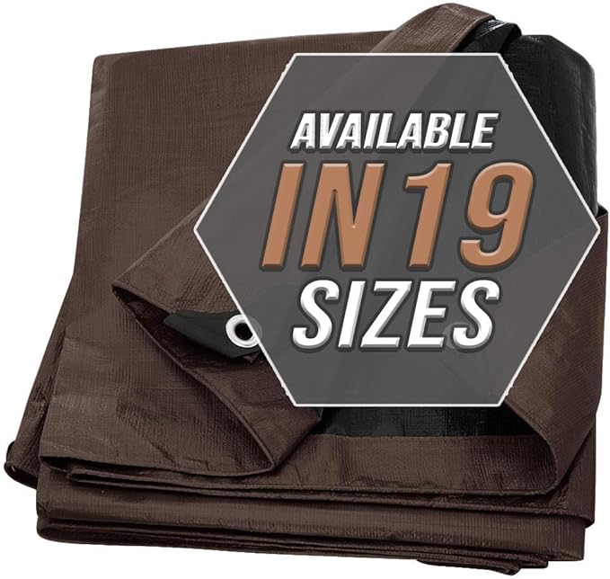 Large Waterproof Tarp - Heavy Duty 10 Mil Thick Poly Tarpaulin Ideal for Canopy Tents, Boats, RV or Pool Covers - Multipurpose Protective Tarps with Grommets for Indoor and Outdoor Use | 18' x 24'
