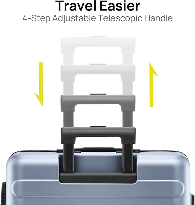 Carry on Luggage 22 X 14 X 9 Airline Approved, 20 Inch Luggage for 3-5 Days Travel, Double Spinner Wheels, 100% Hardshell PC, TSA Lock (03-Shadow (Basic), Checked 24-Inch)
