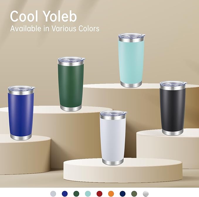 20 oz Tumblers Bulk Stainless Steel Tumbler with Lid Double Wall Vacuum Insulated Coffee Mug 20oz Powder Coated Cup for Hot and Cold Drinks, Black, 6 pack