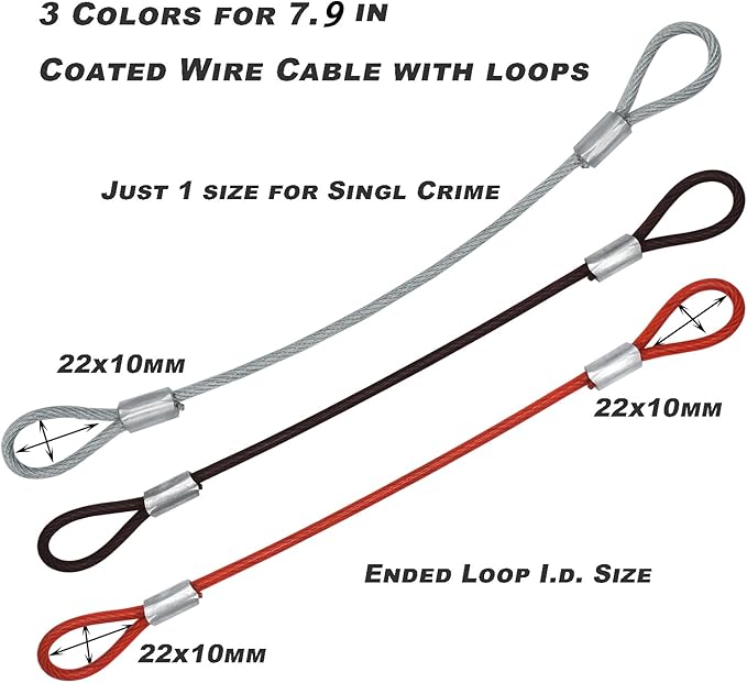 15 pcs 7.9 inch(20cm) 3mm Thickness Stainless Steel Wire Cable with Loops Vinyl Cover Coated Short Rope Lanyard Lock Safety Tether Chains,Clear