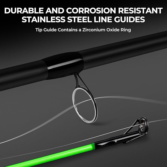 KastKing Brutus Spinning Rods & Casting Fishing Rods, Brute Tuff Composite Graphite & Glass Blanks, Stainless Steel Line Guides w/Zirconium Oxide Rings Tip Top, Chartreuse Strike Tip