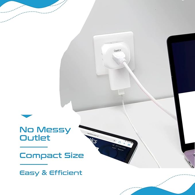 Ceptics US to UK Plug Adapter UK, Ireland Power Adapter Charger 4 Input - Ultra Compact - Light Weight - USA to Any Type G Countries Such as Hong Kong, England and More - 2 Pack (PT-7), White