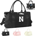 Initial Travel Duffel Bag Sports Gym Bag for Boys Teen Birthday Gifts,Black Personalized Weekender Bag Carry On Tote Bags for Men,Waterproof Overnight Luggage Bag Airplane Travel Essentials(Letter N)