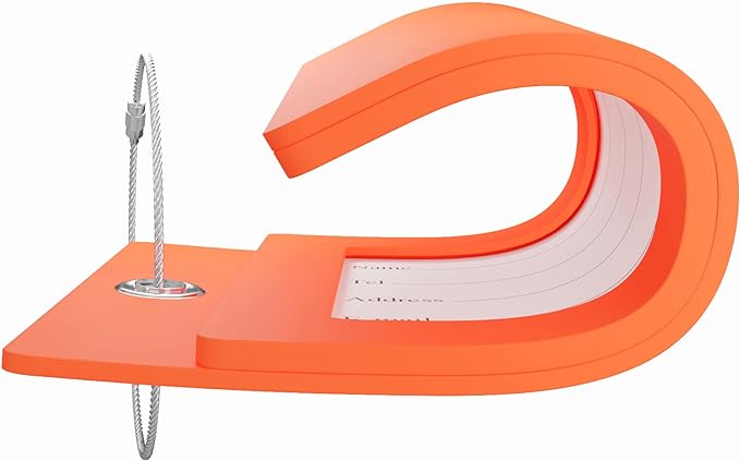 Gostwo 2 Pack Luggage Tags for Suitcases, 26 Initial Letter Travel Luggage Baggage Identification Labels ID Tag Fully Bendable Tags with Stainless Steel Loop (Orange) (Letter F)