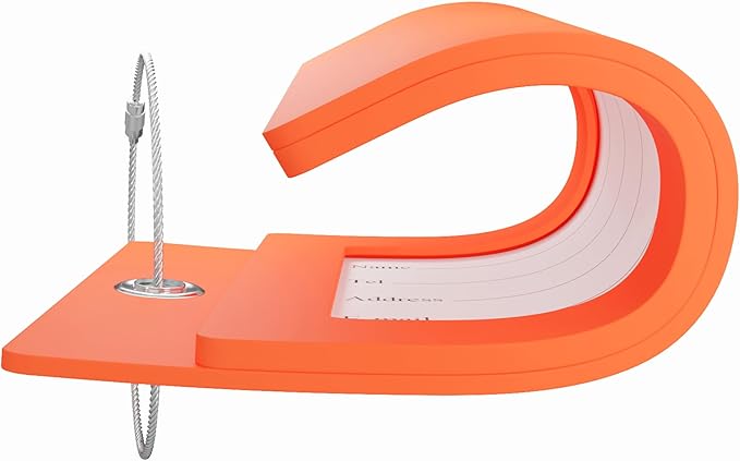 Gostwo 2 Pack Luggage Tags for Suitcases, 26 Initial Letter Travel Luggage Baggage Identification Labels ID Tag Fully Bendable Tags with Stainless Steel Loop (Orange) (Letter V)