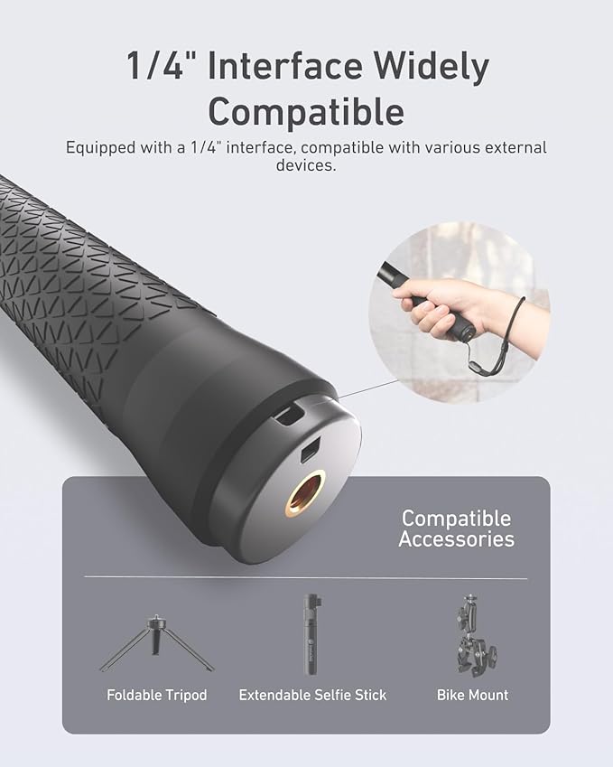 TELESIN 47" Extension Selfie Stick, Portable Handheld Invisible Monopod Pole for GoPro Hero 13 12 11 10 Insta360 X5 X4/DJI Osmo 360/Action 5 4 Pocket/AKASO Vlog Selfie Stick, Action Camera Accessories