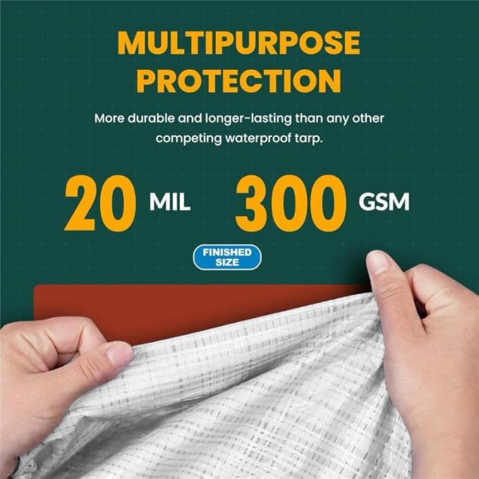 Tarp Cover White Heavy Duty 20 Mill Thick Material, Waterproof 24'X24' Great for Tarpaulin Canopy Tent, Boat, RV Or Pool Cover! by Trademark Supplies (Poly Tarp 24X24 Ultra Thick)