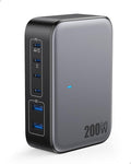 USB C Charger Block 200W with Wall Plug,6 Ports GaN IV Charging Station Hub,QC4.0+PD 65W USB C Laptop Charger Adapter Compatible with MacBook Air/Pro,DELL,iPhone 16/15/14,iPad,Steam Deck,Galaxy-Black