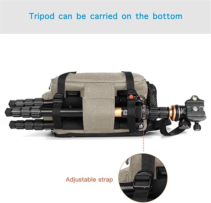 MOSISO Camera Bag Sling Backpack, DSLR/SLR/Mirrorless Full Open Camera Case with Tripod Holder&Rain Cover&Modular Insert, Photography Backpack Compatible with Canon/Nikon/Sony/Fuji, Khaki