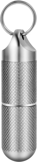 Titanium Keychain Pill Holder Waterproof Lightweight Portable Pocket Mini Pill Case for Emergency Medicine Travel Fits Daily Purse Wallet Small Pill Box Containers (Medium（2 Separate Compartments）)