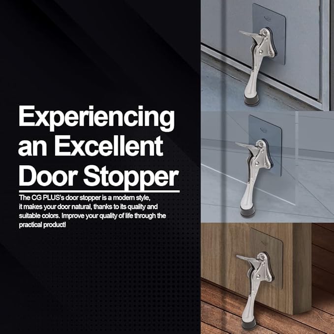 One-Touch Doorstop Adhesive Bracket (Black, 4inch x 1pack)