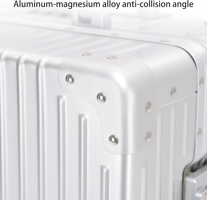 Metal All Aluminum Carry-on Luggage TSA Customs Lock Zipperless Silent Rotary Wheel Business Suitcase Aluminum Frame Set (blue, 24 '')