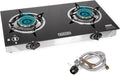 Barton Double Burner Stove w/Auto Ignition LPG Tempered Glass Outdoor Propane Portable Camping Cooktop Range 2-Burner Gas Burner
