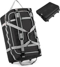Foldable Rolling Duffle Bag with Wheels, 85L Extra Large Wheeled Travel Duffel, Waterproof Collapsible Weekender Luggage with Rollers for Storage Camping Sports Outdoor, Gray