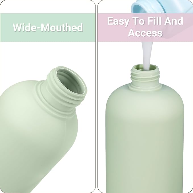 ASEVAT 3.4 oz/4 Pack Travel Bottles for Toiletries, Small Travel Shampoo and Conditioner Bottles, Refillable Containers Leak Proof, Plastic Squeeze Bottles with Flip Cap, green+blue
