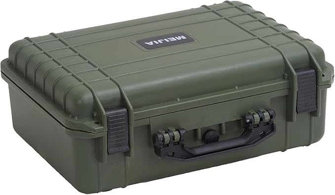MEIJIA All Weather Portable IP67 Waterproof Protective Case, Hard Camera Case with customizable foam, Perfectly Protection of Camera, Drones,Pistols,Lens,Equipments,18.5 x14.06x6.93inches (Green)