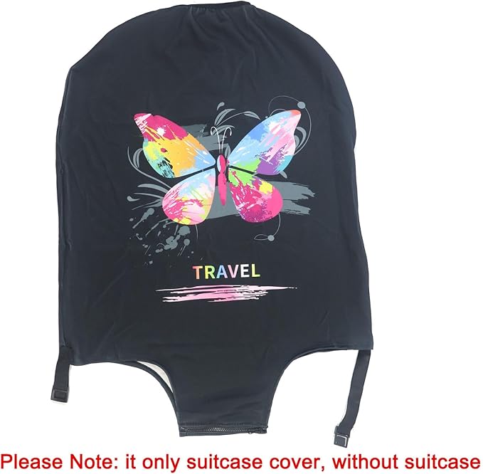 MosaiRudo Thicker Luggage Cover Elastic Suitcase Cover Protector Fits 18-32 Inch Suitcase Travel Accessories (Butterfly, M)
