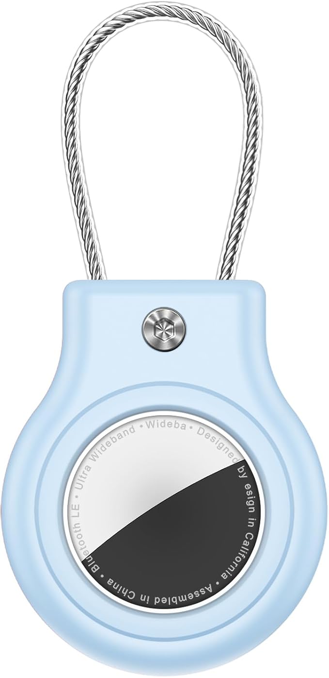 Waterproof Airtag Holder,Airtag Case with Secure Lock,Airtags Keychain for Apple Airtag,Anti-Lost Protective Cover Air tag Accessories for GPS Item Finder Tracker Luggage,Bag,Key,Pet,Cat Dog,Sky Blue
