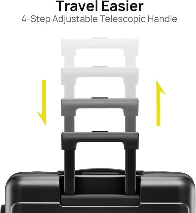 Carry on Luggage 22 X 14 X 9 Airline Approved, 20 Inch Luggage for 3-5 Days Travel, Double Spinner Wheels, 100% Hardshell PC, TSA Lock (01-Black (Basic), Carry-On 20-Inch)