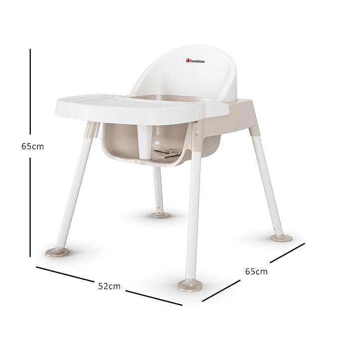 Foundations Secure Sitter Feeding Chairs 3-Pack, No-Tip Feet, 3-Point Adjustable Harness, Removable Tray, Stackable Feeding Chairs (13 inch)