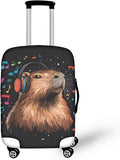 Capybara Luggage Cover Fits 22-25 Inch Luggage Anti-Scratch Spandex Zipper Suitcase Cover Protector Washable Stretchable Travel Baggage Case Cute Travel Essential, Music Note, Size M