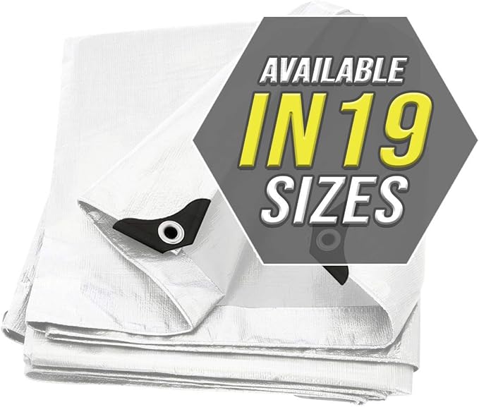 Tarp Cover White Heavy Duty 20 Mill Thick Material, Waterproof 24'X24' Great for Tarpaulin Canopy Tent, Boat, RV Or Pool Cover! by Trademark Supplies (Poly Tarp 24X24 Ultra Thick)