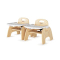 Foundations Easy Serve Low Wood Feeding Chairs Multipack, Adjustable Harness, Removable Dishwasher Safe Tray, No-Tip Base, Stackable Toddler Chairs, 2 Pack (7 inch)