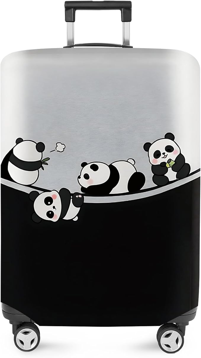 ANNA QUEEN Panda Family Luggage Cover, Cute Panda Design Suitcase Protector, Stretchable Washable Travel Sleeve for 20-22 Inch Luggage