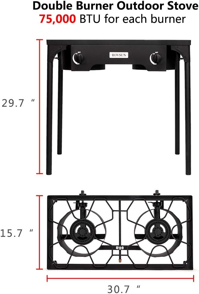 ROVSUN 2/3 Burner Outdoor Propane Gas Stove High Pressure Stand Cooker for Backyard Cooking Camping Home Brewing Canning Turkey Frying, 20 PSI CSA Listed Regulator