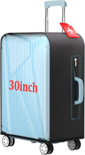 Upgraded Clear TPU Luggage Cover Protector with Black Stretchable Sides, Fit 30 Inch Travel Suitcase TSA Approved, Waterproof & Anti-Scratch, Includes Free Red Luggage Tag