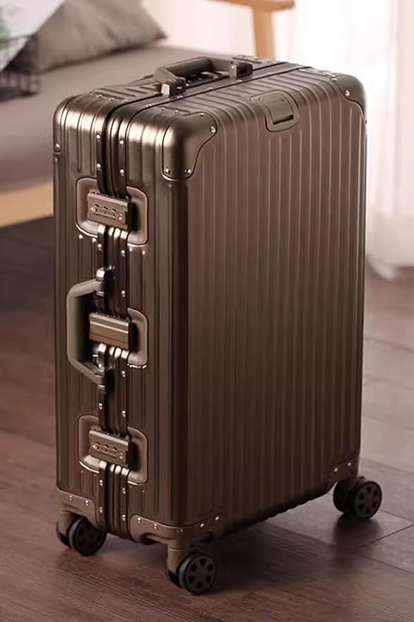 HotWay 20 Inch All Aluminum Carry On Luggage with Wheels, Hard Shell Zipperless Suitcase with TSA Locks, Gold Travel Luggage (22x14x9 Airline Approved)
