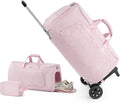 Rolling Garment Bag for Travel,Duffle Garment Bag with Wheels and Shoe Compartment for Men and Women,3 in 1 Suit Dress Bags with Wheels (Pink)