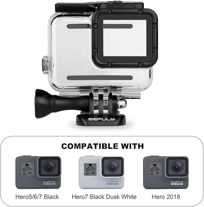 Waterproof Housing Case with Dive Filter for GoPro Hero 7 6 5 Black, Hero (2018) Camera - 45 Meters Underwater Photography - with Red, Light Red and Magenta Filters