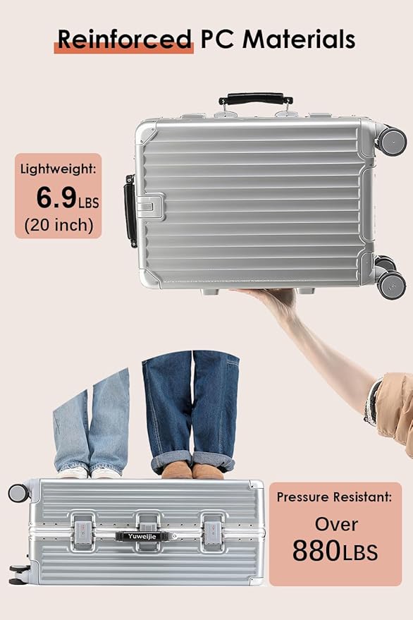 HotWay 26 Inch Hardside Checked Luggage with Leather Handle, PC Zipperless Suitcase with Spinner Wheels and TSA Locks, Lightweight Checked Luggage for Travel, Grey