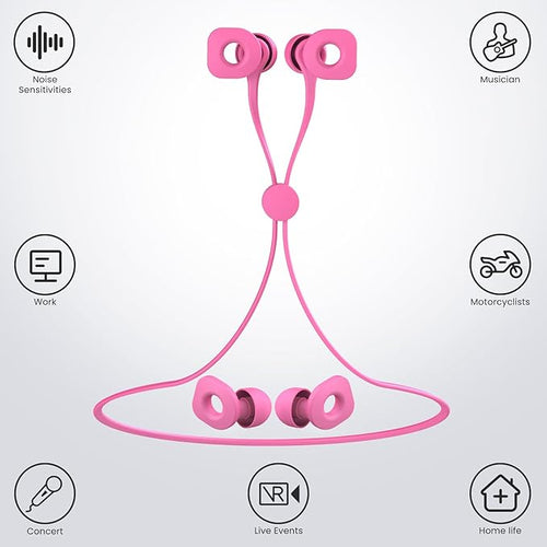 2 Pairs of Earplugs for Sleeping,Reusable Hearing Protection Earplugs with 8 Pairs Ear Tips & One Connector Cord,Soft Earplugs for Noise Reduction,Concert,Musician & Work - 25dB-30dB