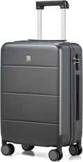 Hanke 24 Inch Checked Luggage with Spinner Wheels Hard Shell Suitcases Lightweight Travel TSA Luggage for Women Men Medium Suitcase(Graphite Grey)