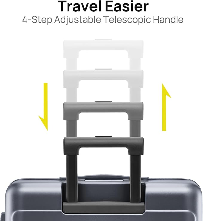 Carry on Luggage 22 X 14 X 9 Airline Approved, 20 Inch Luggage for 3-5 Days Travel, Double Spinner Wheels, 100% Hardshell PC, TSA Lock (02-Grey (Basic), Carry-On 20-Inch)