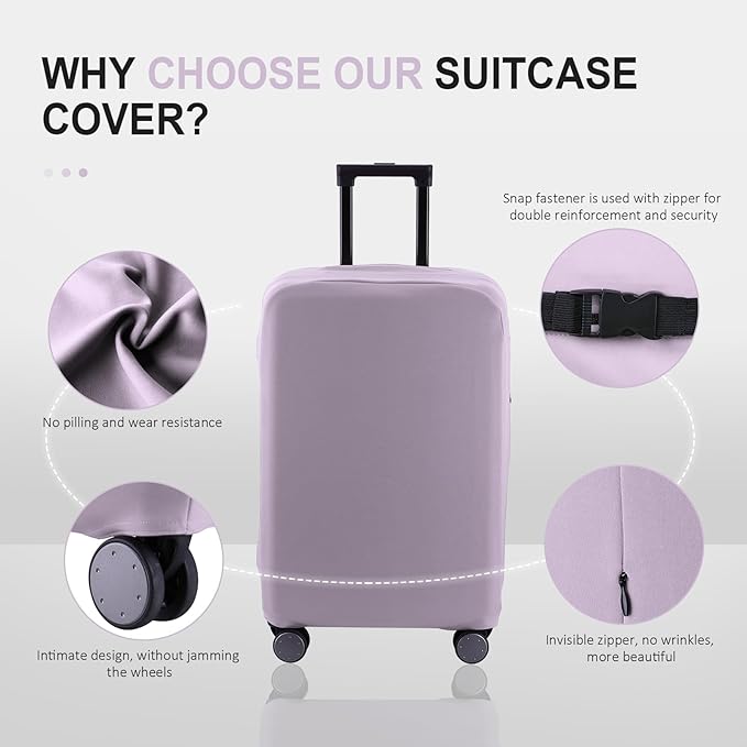 Travel Luggage Cover Suitcase Protector Scratch-Resistant Fit 19-31 Inch Suitcase, Not Included Suitcase (Lavender Purple, XL(28-29 inch))