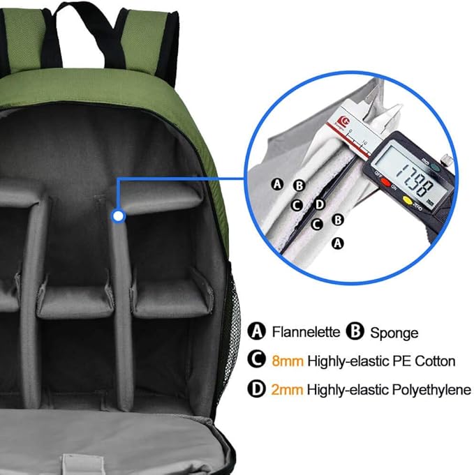CADeN Camera Backpack Bag Professional for DSLR/SLR Mirrorless Camera Waterproof, Camera Case Compatible for Sony Canon Nikon Camera and Lens Tripod Accessories Green