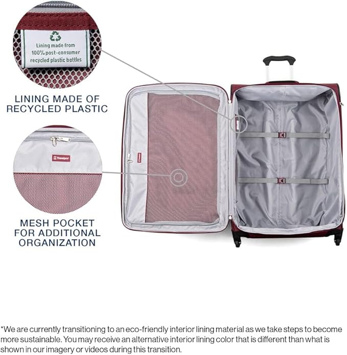Travelpro Maxlite 5 Softside Expandable Checked Luggage with Spinner Wheels, Lightweight, 29-Inch — Burgundy