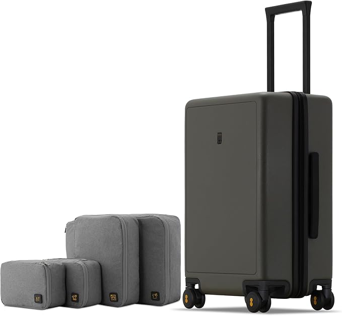 LEVEL8 Elegance Carry-on Suitcase, 20 Inch Carry on Luggage, Hardside Large Suitcases with Wheels, Tavel Bag with Tsa Lock, Olive Green
