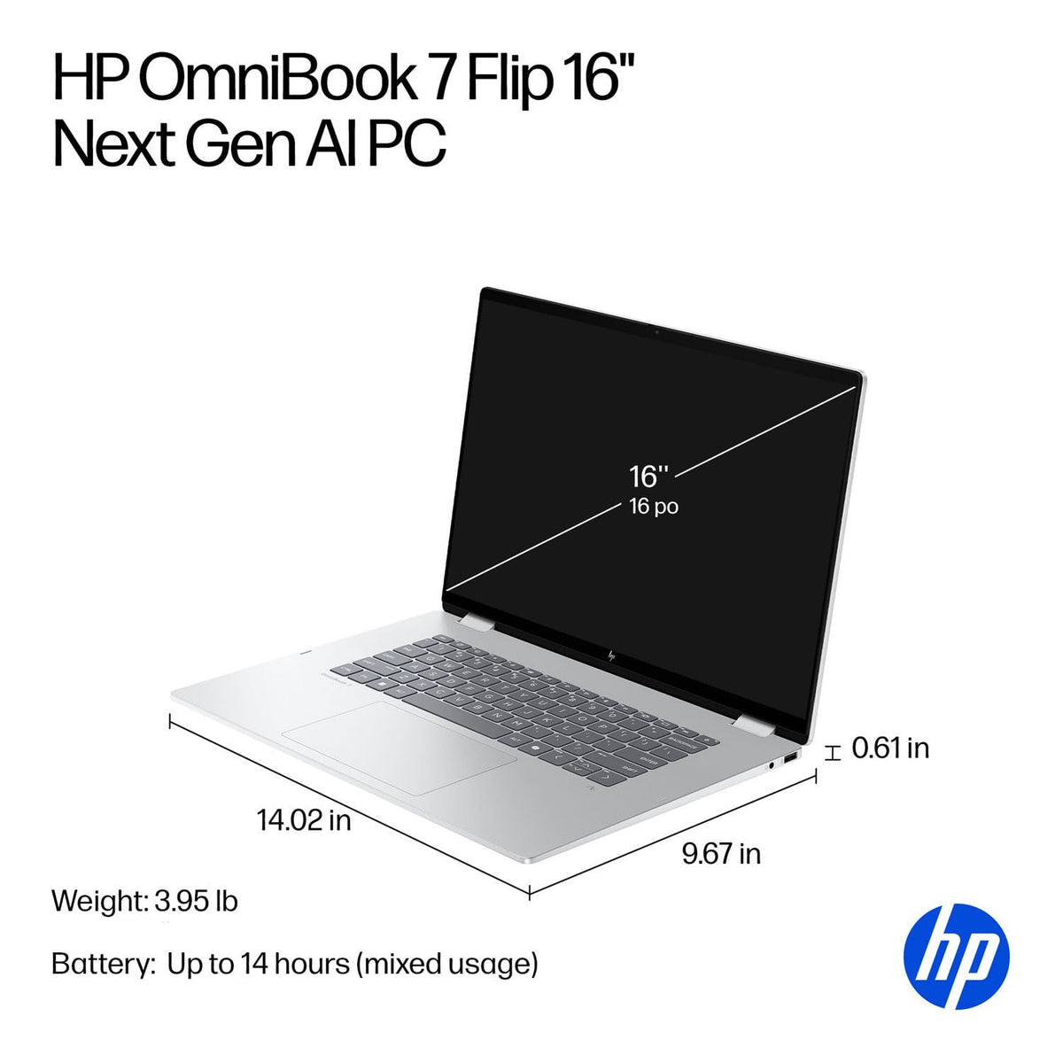 HP OmniBook 7 Flip 16" 2-in-1 Laptop, Intel Ultra 7 258V, 32GB DDR5 1TB SSD