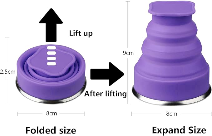Collapsible Cup - Silicone FoldableCup Expandable Folding Drinking Cups -Reusable Portable Mugs-Cup For Travel, Camping, Hiking, Holiday Vacation, Outdoor Sports