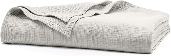 BOLL & BRANCH Dream Bed Blanket - Twin/Twin XL, Mist - Luxury 100% Organic Cotton - Soft, Lightweight and Breathable - Cloud-Like Touch