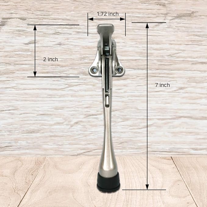 Door Stopper, One-Touch semi-Automatic Metal Door Stopper, with Non-Slip Rubber Tip for Wood, Concrete, Tiled, and Carpeted Floors (6inch x 1pack, Brown)