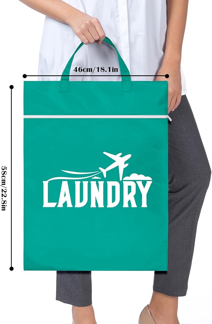 Fiodrimy 2 Pcs Large Travel Laundry Bags - Washable Waterproof Wet Dry Bags for Dirty Clothes, Swimsuits, Workout & Gym Clothes - Pink & Blue